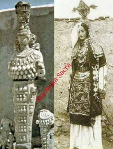 Në të djatht shqiptare e Dukagjinit ( sipas serbëve , grua serbe e Metohisë ) Në të majtë Grua Dardane e Efesit nga “Artemisa”.